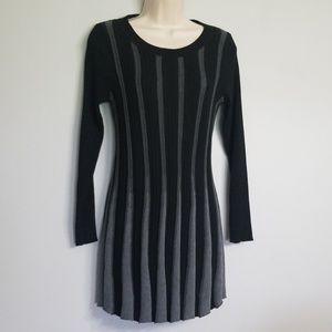 Papillon long sleeve pleated sweater dress